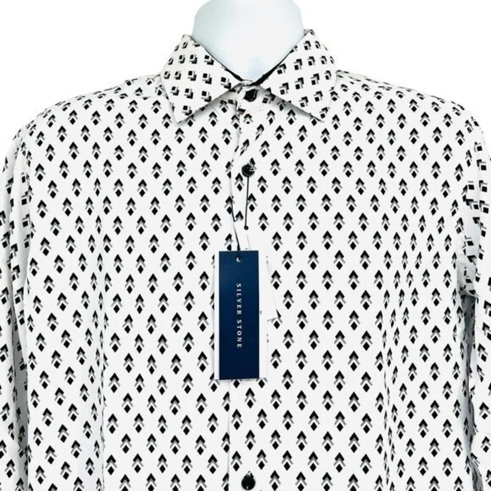 NWT Silver Stone Geo Collection Men's‎ Shirt Large Modern Fit Button Down $149